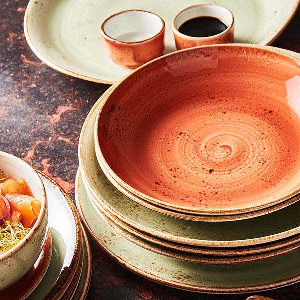 Тарелка «Крафт Грин» мелкая;фарфор;D=255,H=20,L=255,B=205мм;зелен.