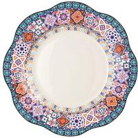 Тарелка «Анемон Эбе» мелкая;кост.фарф.;D=20,5см;белый,разноцветн.