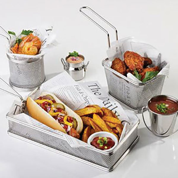 Корзинка для картофеля фри;сталь нерж.;D=8,H=8см;металлич.