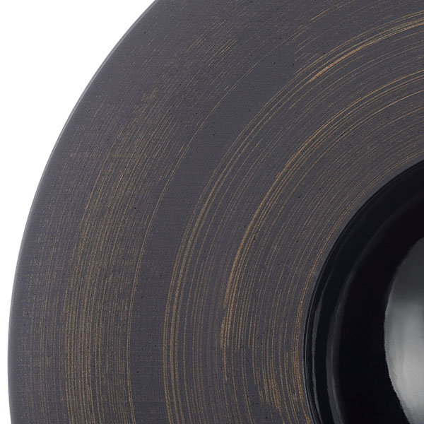 Тарелка «Сфера» с широким бортом;керамика;300мл;D=30,3см;черный,золотой