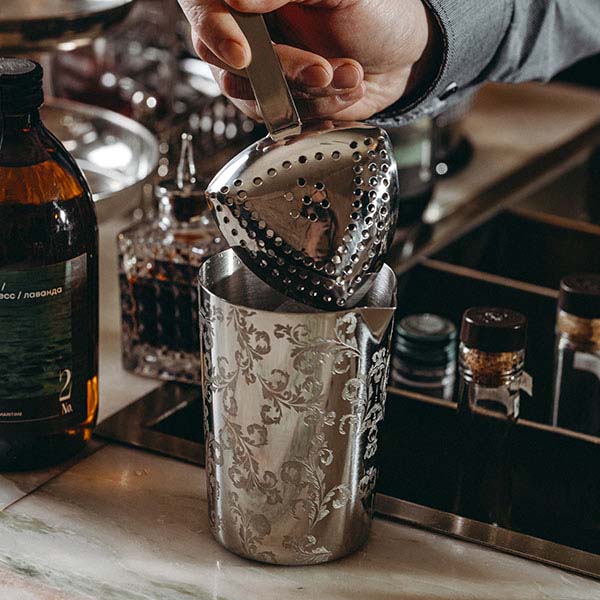 Стакан смесительный «Пробар Премиум Мотиво» с рисунком;сталь нерж.;0,5л;D=90,H=165мм;серебрист.