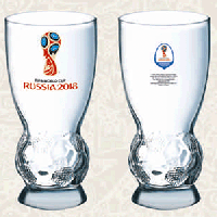 Бокал для пива «Футбол ФИФА»;стекло;410мл;D=76,H=165мм;прозр.,красный