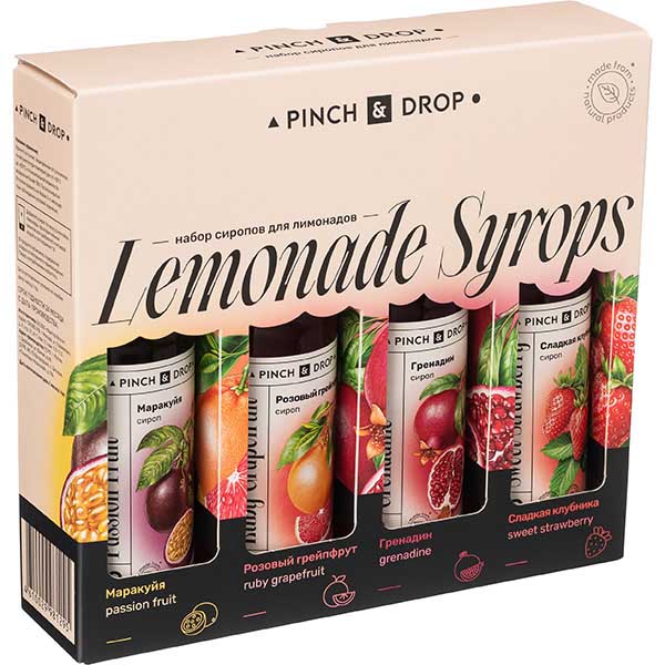 Набор сиропов для лимонадов Pinch&Drop[4шт];стекло,картон;250мл;,H=205,L=230,B=55мм