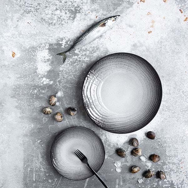 Тарелка «Свелл» для хлеба;керамика;D=16,H=2см;черный,белый