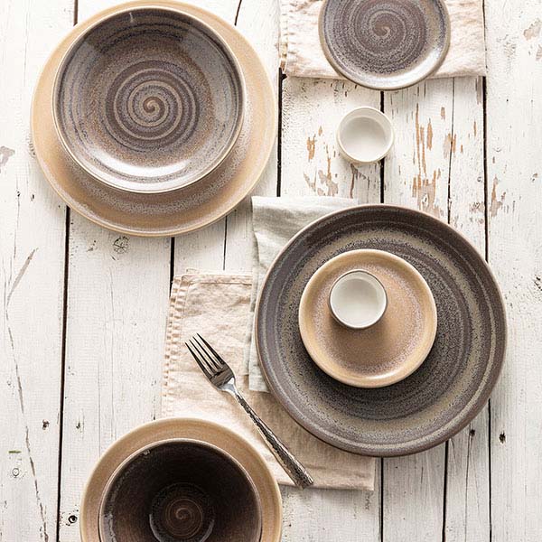 Тарелка пирожковая «Революшн Гранит»;фарфор;D=154,H=10мм;серый,коричнев.