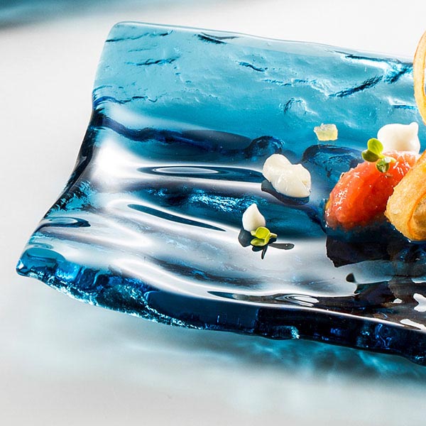 Блюдо сервировочное «Море»;стекло;,L=28,B=15см;синий