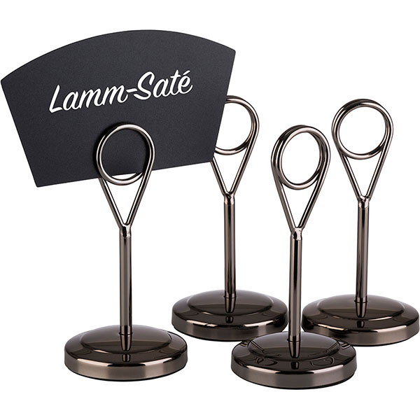 Держатель для карточек  4шт.+20карточек[4шт];сталь нерж.,полипроп.;D=50,H=105мм;черный