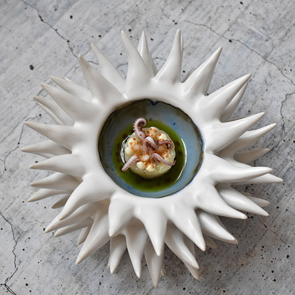 Емкость для закусок «Ро Дизайн Бай Эрбиси» в виде морского ежа;фарфор;D=8см;белый
