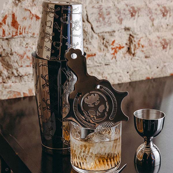 Шейкер американский «Пробар Премиум Корсар» с орнаментом;сталь нерж.;0,84л;D=92,H=172мм;серебрист.