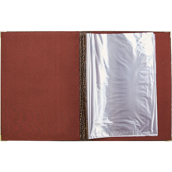 Папка-меню с уголк. «Крокодил»;кожезам.;,H=85,L=325,B=245мм;тем.корич.