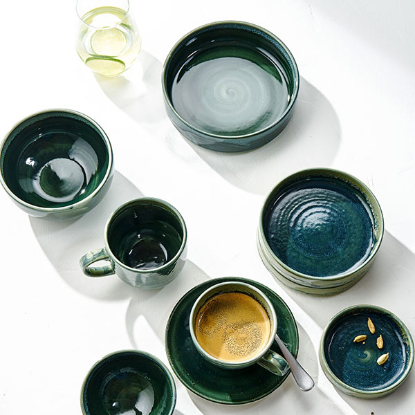 Тарелка «Аврора Везувиус Бернт» с бортом;фарфор;D=202,5,H=54мм;бежев.,зелен.