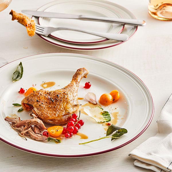 Тарелка «Бид Марун Бэнд»;фарфор;D=16,5см;белый,бордо