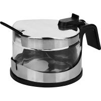 Пармезанница с ложкой;стекло,сталь нерж.;325мл;D=105,H=70мм;прозр.