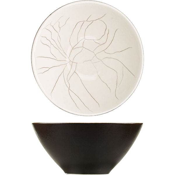 Салатник «День и ночь»;керамика;D=14,H=7см;белый,черный