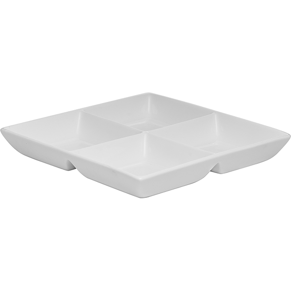 Менажница квадр. 4деления «Кунстверк»;фарфор;,H=45,L=250,B=250мм;белый