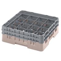 Кассета для бокалов 16 ячеек Dmax=111,Hmax=133мм;полипроп.;,H=18,4,L=50,B=50см;бежев.,серый