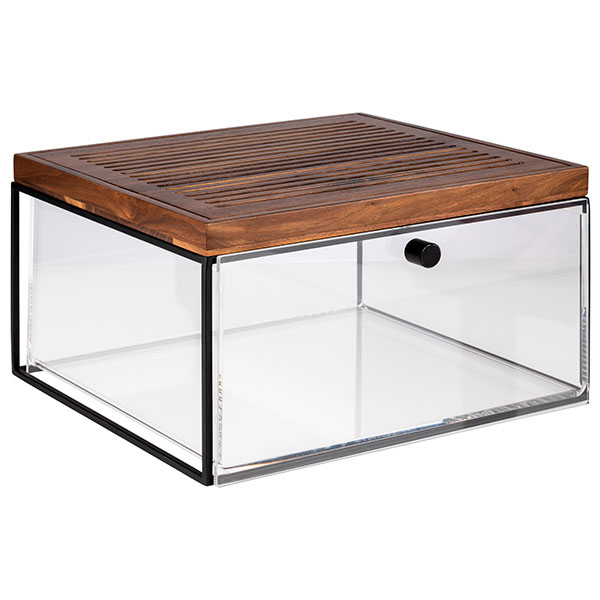 Ящик для продуктов с ручкой;пластик;,H=17,5,L=34,B=32см;прозр.,черный