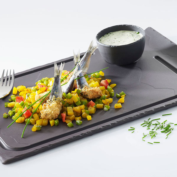 Блюдо для подачи «Базальт»;керамика;D=55,L=330,B=220мм;черный,матовый