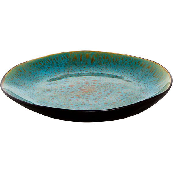 Тарелка «Лотос»;керамика;D=20,5см;коричнев.,бирюз.