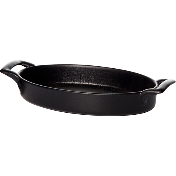Форма для запекания овальная с ручками;керамика;,H=35,L=200,B=125мм;черный