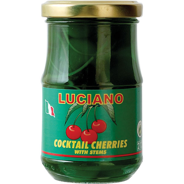 Вишня с черенками «Кокт.» Luciano (25-30 шт. в банке);стекло;225г;D=60,H=105мм;зелен.