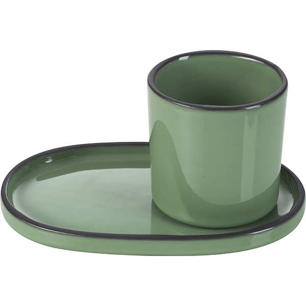 Блюдце «Карактэр»;керамика;,H=12,L=135,B=83мм;изумруд.