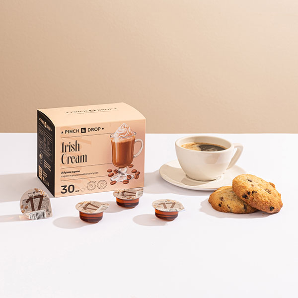 Сироп «Айриш Крим» ароматизированный порционный Pinch&Drop[30шт];картон;15мл;,H=12,L=15,5,B=10см