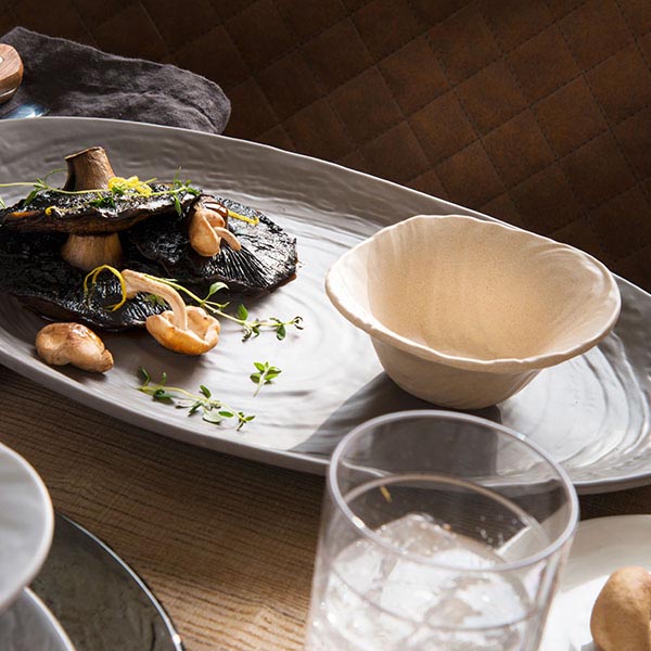 Блюдо «Скейп Грей»;фарфор;,H=45,L=375,B=250мм;серый