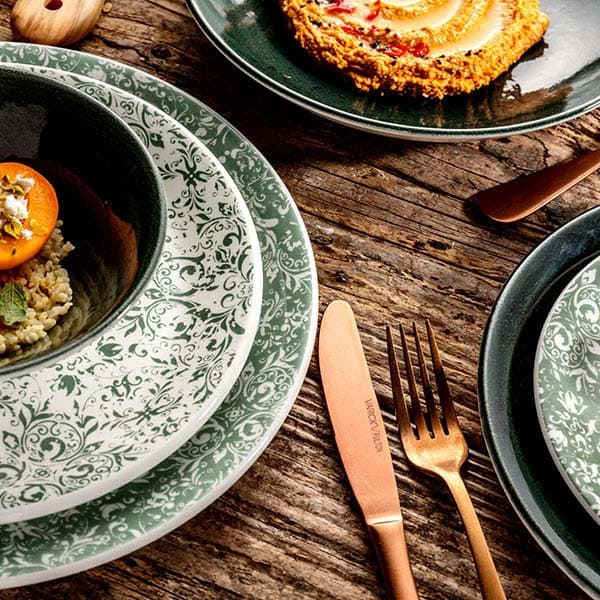 Тарелка «Инк» мелкая;фарфор;D=30,H=2см;зелен.,белый