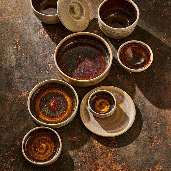 Тарелка «Аврора Везувиус Амбер» с бортом;фарфор;D=202,5,H=54мм;бежев.,амбер