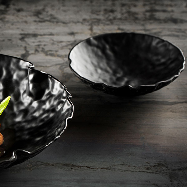 Салатник «Кратер»;стекло;250мл;D=17см;черный