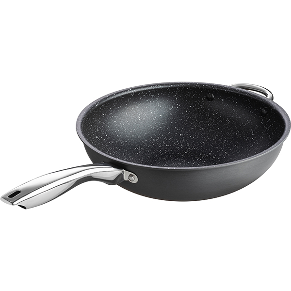 Сковорода «Вок» «Уитфорд»;алюм.литой,сталь нерж.;4,5л;D=30,H=9см;граф.,черный