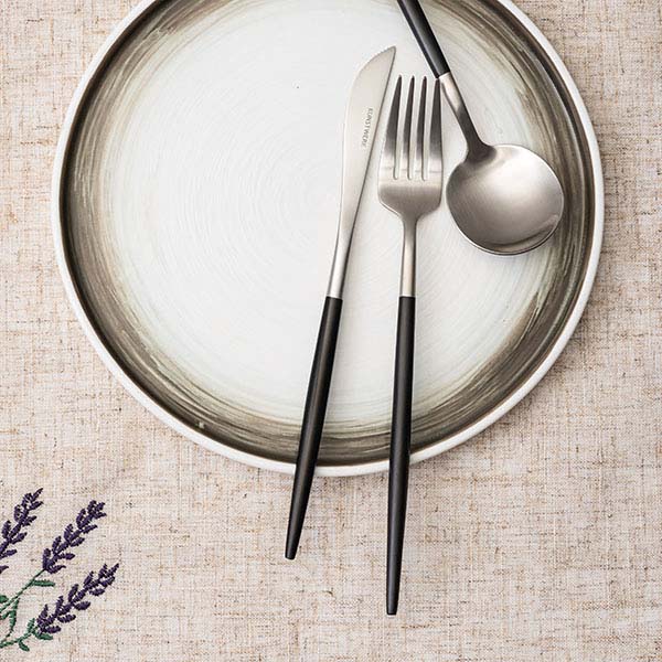 Нож столовый «Стил Блэк Сильвер Мэтт»;сталь нерж.;,L=223,B=15мм;черный,серебрист.