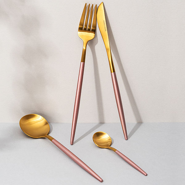 Вилка столовая «Стил Пинк Голд Мэтт»;сталь нерж.;,L=220,B=27мм;золотой,розов.