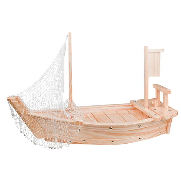 Блюдо для суши «Корабль»;сосна,сталь;,H=25,L=50,B=19,5см;бежев.