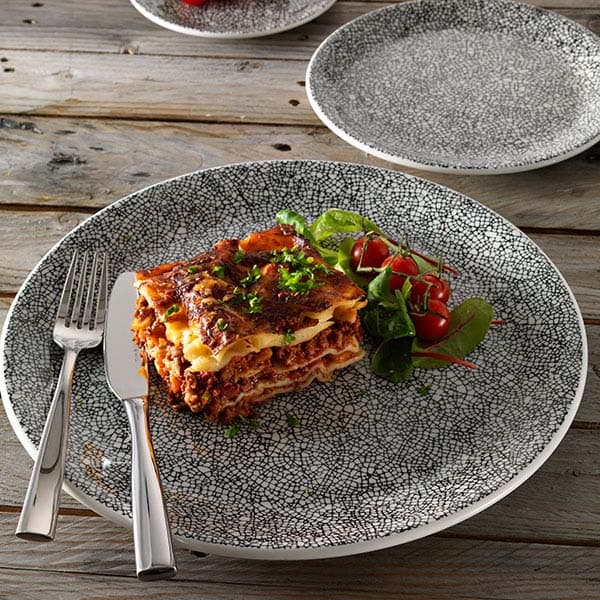 Тарелка «Инк Блэк» мелкая;фарфор;D=20см;белый,черный