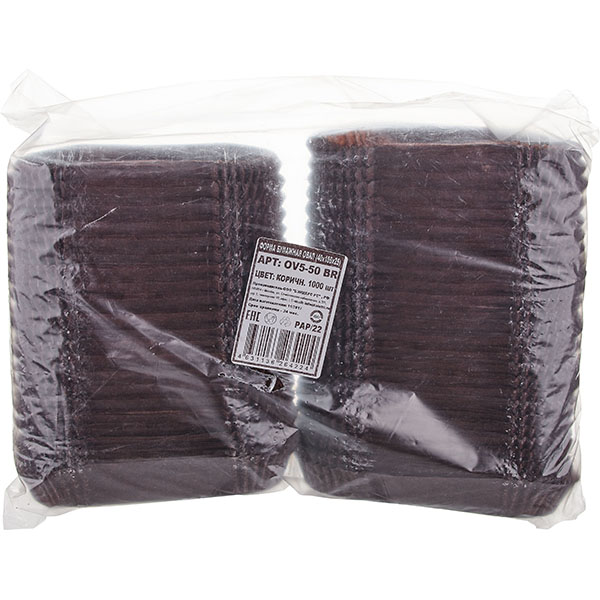 Тарталетки[1000шт];бумага;,H=25,L=105,B=40мм;коричнев.