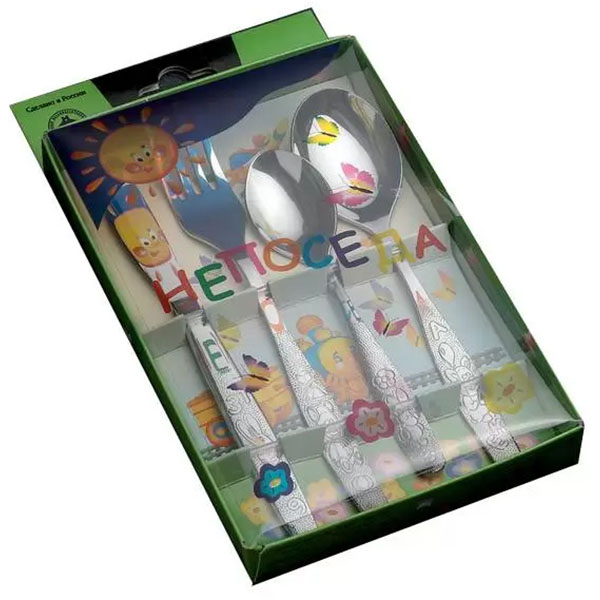 Набор столовых приборов «Непоседа» детский[4шт];сталь нерж.;серебрист.