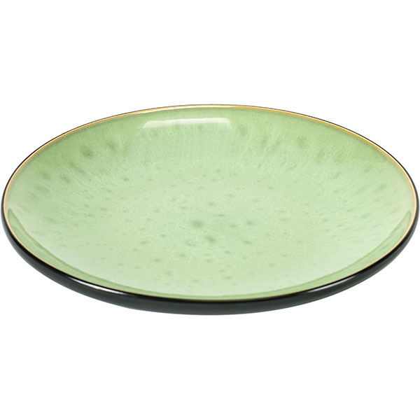 Тарелка «Пьюр»;керамика;D=16,H=2см;черный,зелен.