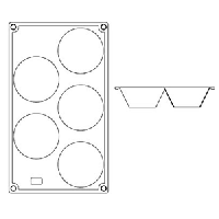 Форма кондитерская «Полусфера» 5ячеек;силикон;D=80,H=40,L=175,B=300мм