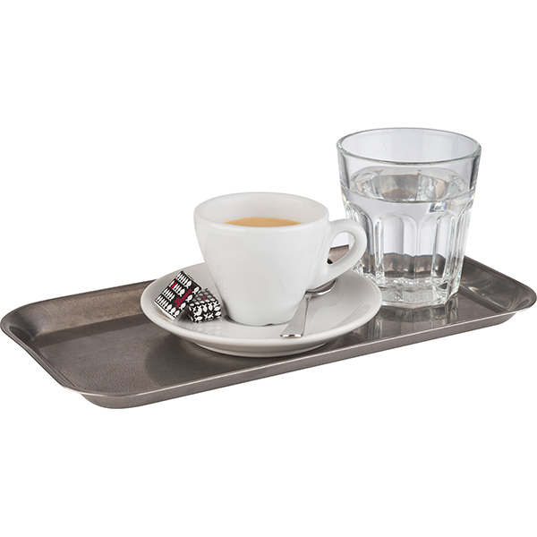 Поднос прямоугольный «Винтаж»;сталь нерж.;,L=26,B=13,5см;серебрист.,матовый