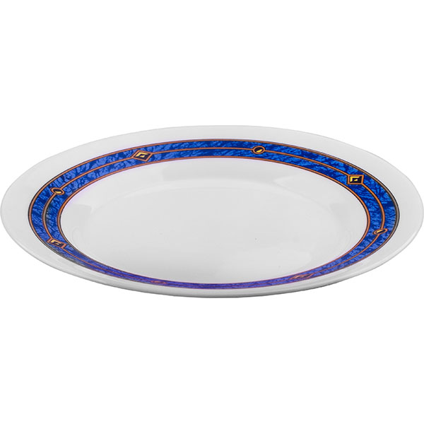 Тарелка «Астрал» мелкая;стекло;D=200,H=19мм;белый,синий