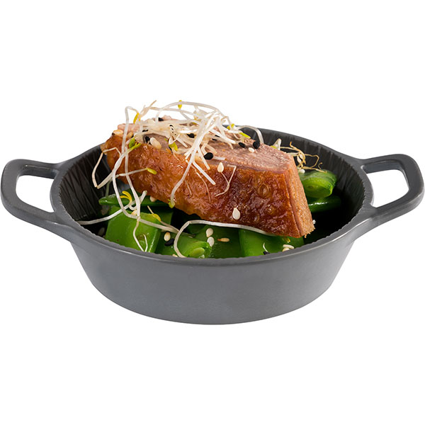 Соусник «Мини» с ручками;пластик;70мл;D=85,H=25,L=115мм;граф.,черный