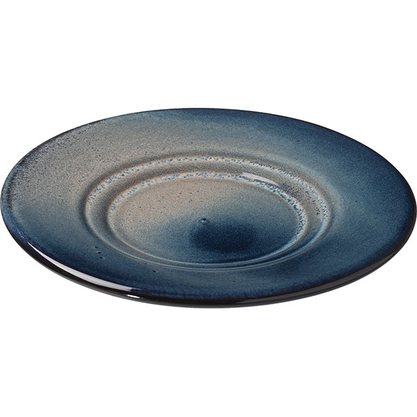 Блюдце «Пати»;фарфор;D=155,H=20мм;серый,синий