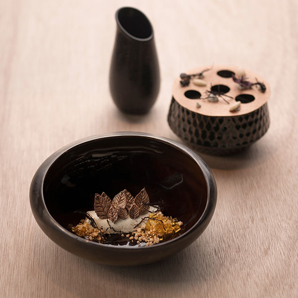 Салатник «Ро дизайн бай кевала»;керамика;0,6л;D=13,H=7см;коричнев.,черный