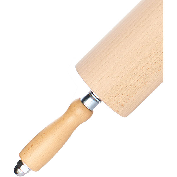 Скалка с вращающимися ручками;бук;D=8,L=65/35см;древесн.,белый