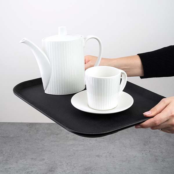 Поднос «Проотель» прорезиненный прямоугольный;пластик;,L=41,B=30,5см;черный