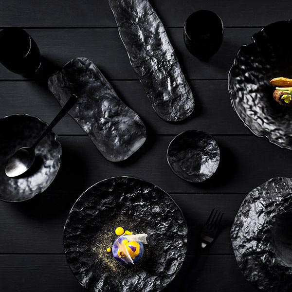 Блюдо для подачи «Кратер»;стекло;,L=33,B=9см;черный