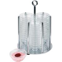 Подставка для салатников+36салатников;сталь,стекло;D=60,H=266,L=140,B=140мм;прозр.,серебрян.