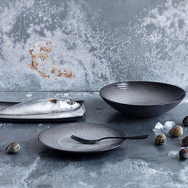 Тарелка «Свелл» для хлеба;керамика;D=16,H=2см;черный,белый